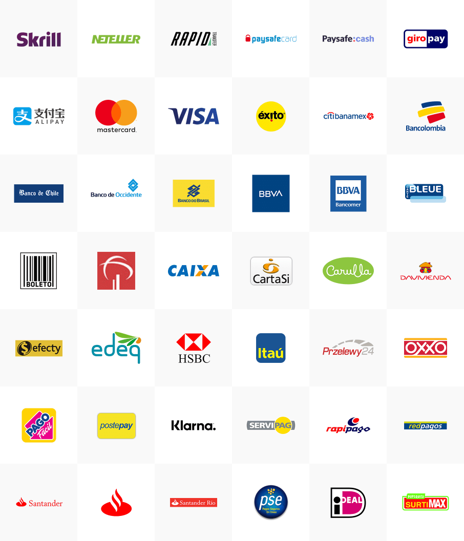 list of payment methods, supported by Skrill