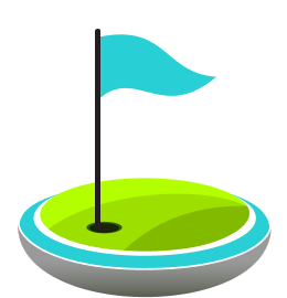 Image of a teal golf flag 