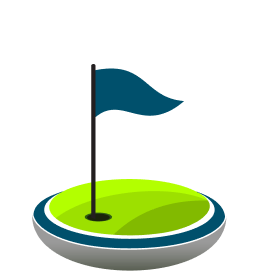 Image of a dark blue golf flag 